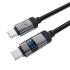 ACEFAST C15-03 1.2m USB-C to USB-C Charging Cable LED Power Display Braided Data Cord - Black